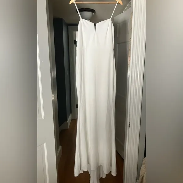 LULU's Bridal Wedding Chic Modern Sexy Minimalist Mermaid Trumpet Maxi Gown - Image 4
