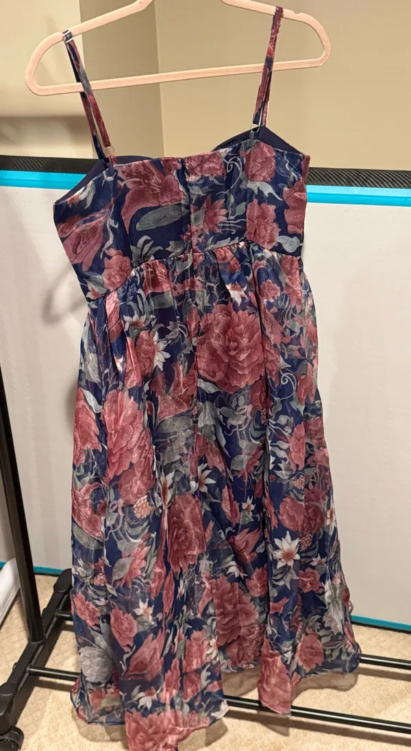 Lulus Navy Blue Floral Midi Gown Dress - Image 4