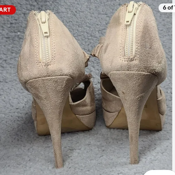 - Elle cream ruffle Victorian nude heels size 6.5 platform style y2k - Image 8