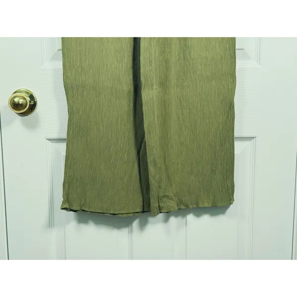 Abercrombie & Fitch Textured Wide Leg Pants Medium Green Fall Quiet Luxury Boho - Image 5