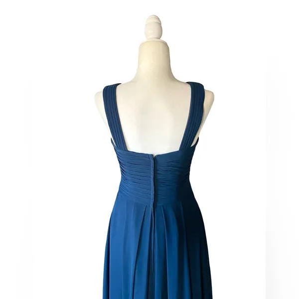 Azazie Navy Kaleigh A-Line Pleated Chiffon Maxi Dress - Image 7