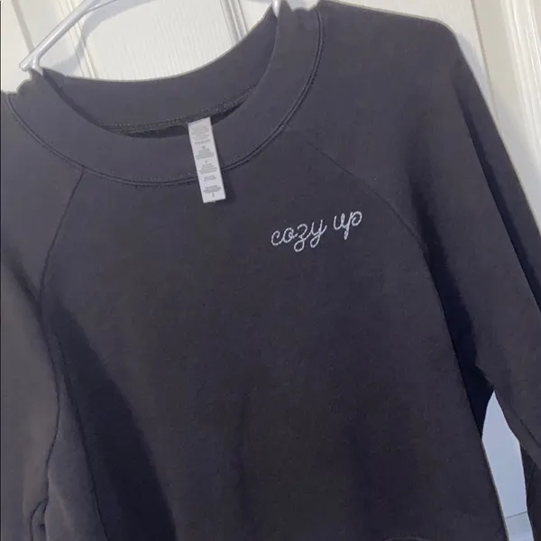 Dark Gray Cozy Up Cropped Relaxed Sweatshirt Size Small - Image 4