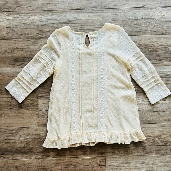 Free People Lace Women's Blouse‎ Ruffle Romantic Angel Goth Soft Victorian - Image 4