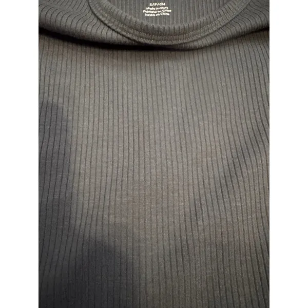 American Eagle Ribbed Short‎ Sleeve Scoop Neck Bodysuit Charcoal Small - Image 4