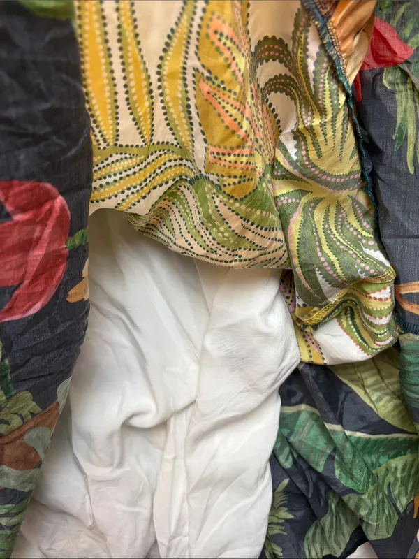 Farm Rio size medium mixed prints Tropical Yellow Floral Maxi Dress beaded - Image 8