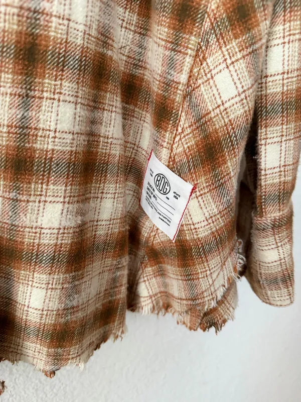 BDG Urban Outfitters Brown Plaid Distressed Flannel Button-Down Shirt - Image 4