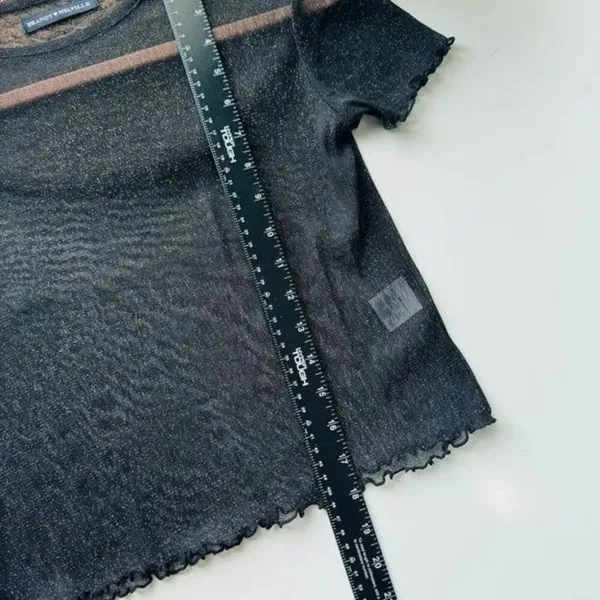 BRANDY MELVILLE Black Porter Sheer Glitter Top‎ - Image 4
