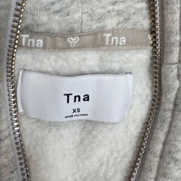 Tna Aritzia Heather Grey Quarter Zip Fleece Hoodie‎ Sweatshirt XS - Image 2