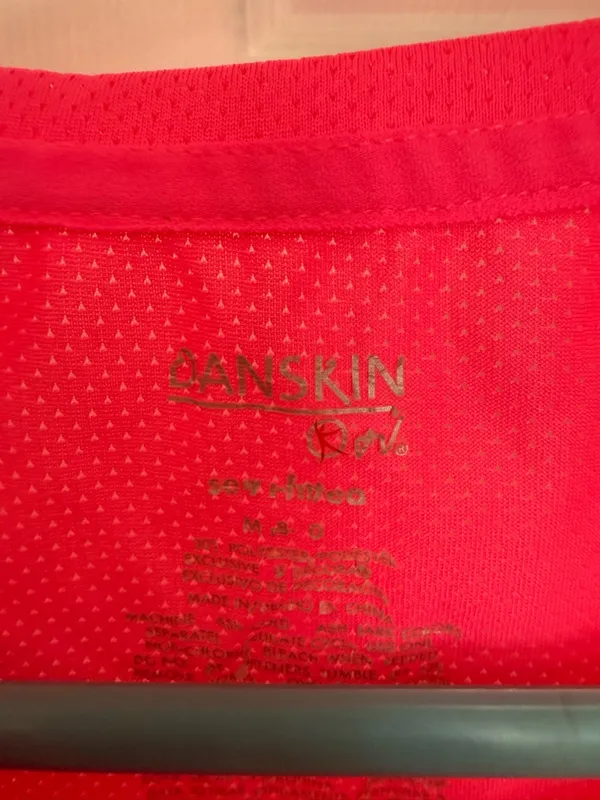 Danskin Hot Pink Short Sleeve V-Neck Performance Tee - Image 2