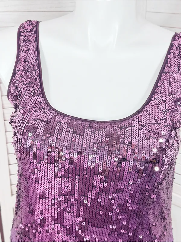 Express Sequin Ombre Mini Tank Dress Purple Pink Large Sleeveless Party Cocktail - Image 6