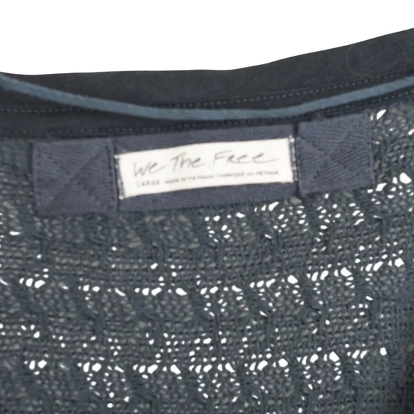 We The Free Free People‎ Sweater Women LBlack Textured Knit Oversized Boho Coastal Grandma - Image 3