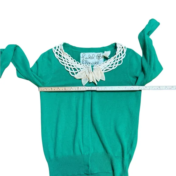 Anthropologie Field Flower Shamrock Green Cashmere/Cotton Blend Cardigan Sz‎ S - Image 8