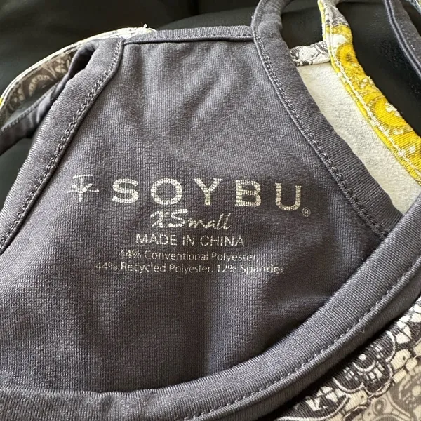 Soybu Yellow Gray Print Athletics Yoga Tank Top Xs - Image 4