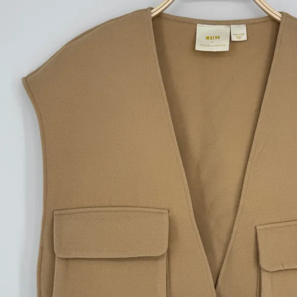 Maeve by Anthropologie Academy Utility Vest One Size Beige Rope Tie Cropped Boho - Image 7