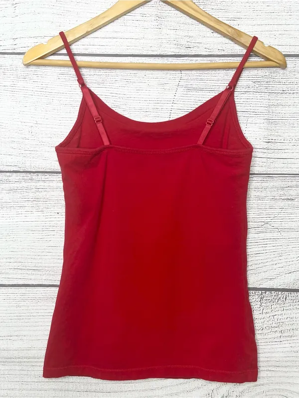 No Boundaries Red Spaghetti Strap Tank Top with Built In Shelf Bra Size Medium - Image 6