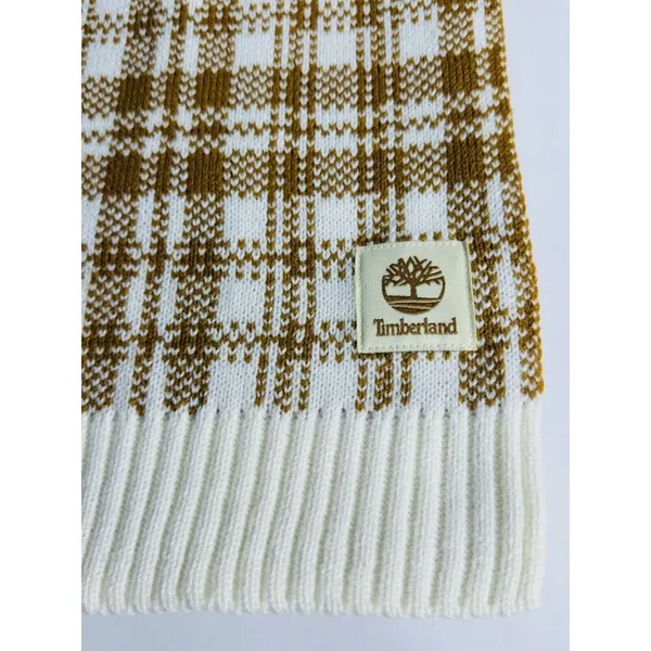 Timberland‎ Buffalo Plaid Knit Scarf in Wheat/Cream Chunky Women’s Unisex OS NWT - Image 11