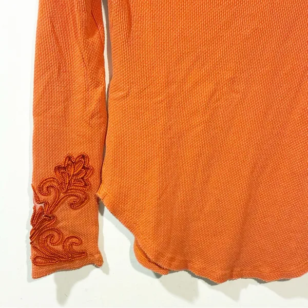 Free People Newbie Thermal with Masquerade Cuff Orange Size Medium - Image 3