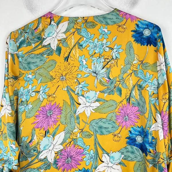 RD & Koko Floral Shirred Long Sleeve V-Neck Top Size Large L EUC L2730 - Image 12