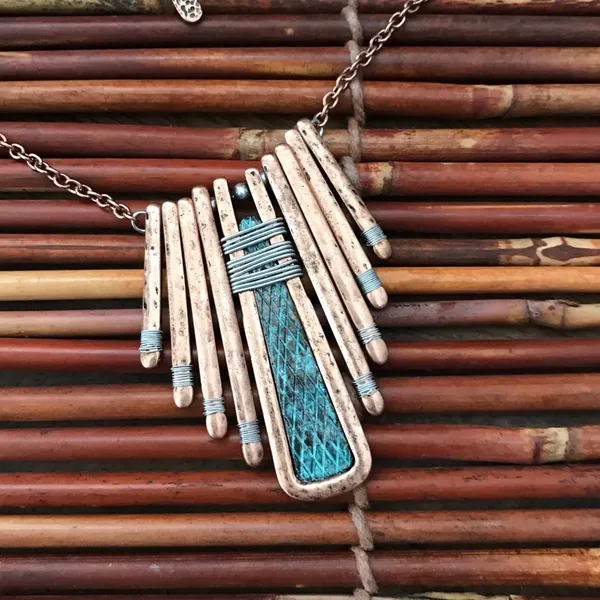 Lucky You Cooper Tone Necklace & Earrings NWT - Image 4