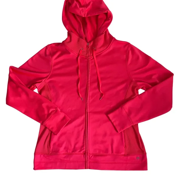 GapFit Womens XL Pink Red Full Zip Hoodie‎ Thumbhole Athletic Jacket Funnel Neck - Image 7
