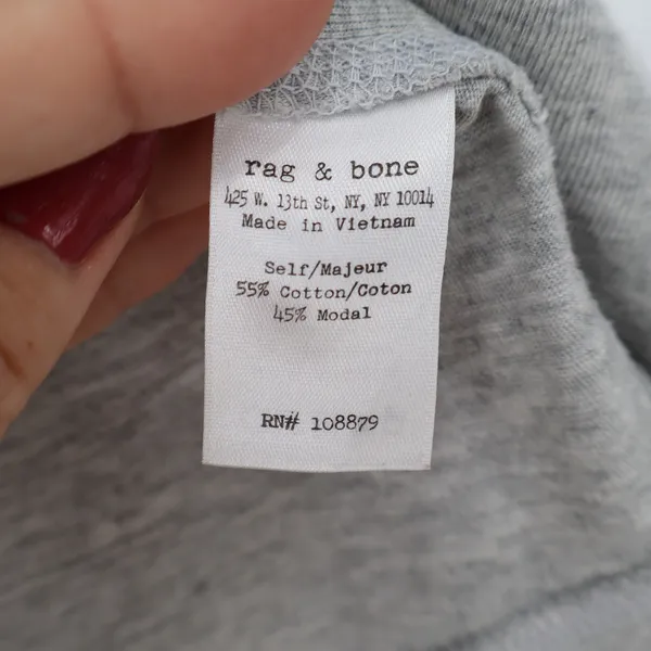 Rag & Bone Top Womens S Raglan Long Sleeve Heather Grey Cropped Excellent - Image 3