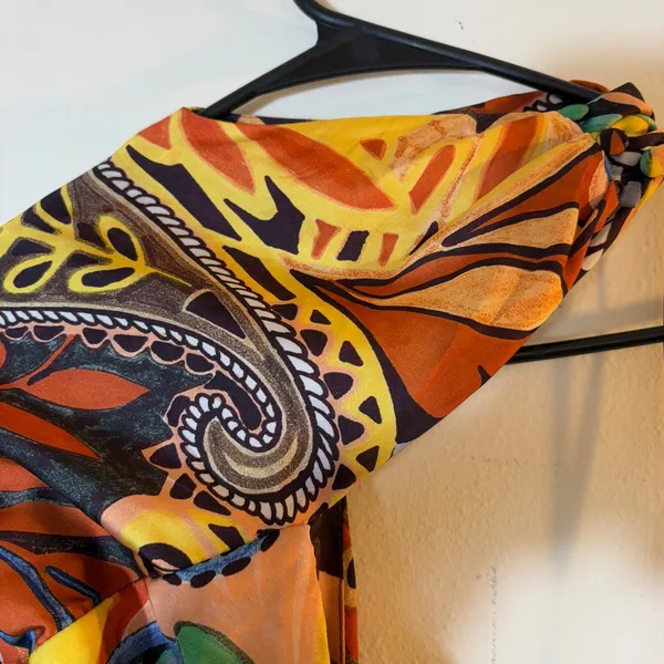 Zara Paisley Floral Print One Shoulder‎ Midi Dress Asymmetric Party Size XS - Image 9