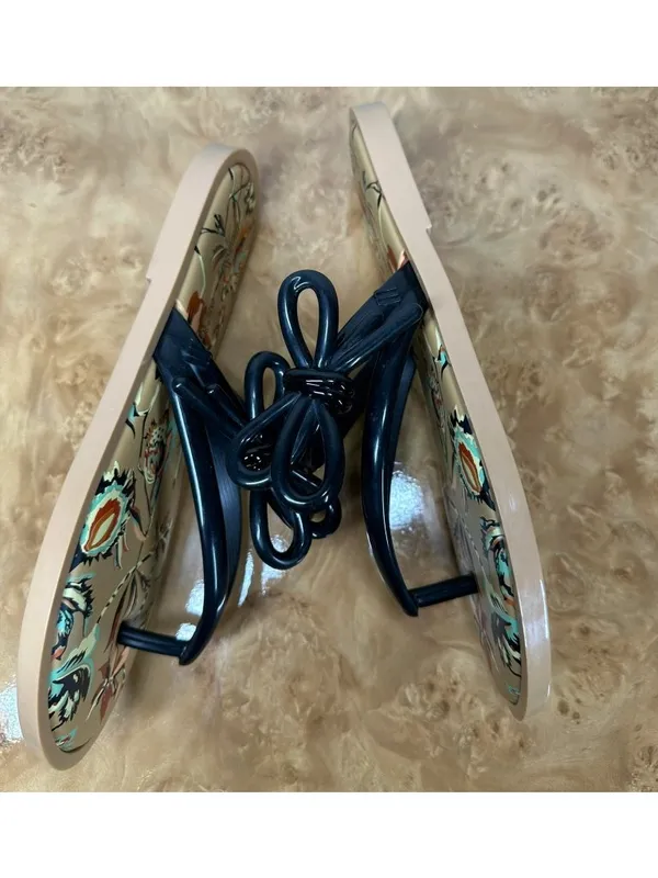 Melissa x Jason Wu Rare Black Bow Jelly Sandals Flip Flops Flats Women's 8 - Image 4