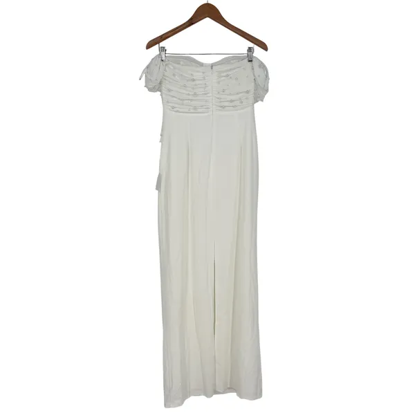 Lulus Immensely Charming White Mesh Pearl Bustier Maxi Dress‎ Size L - Image 8