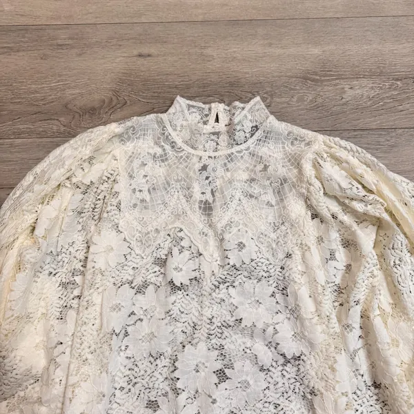 VICI Romantic‎ Boho Chic Cottagecore Lace Dress Tunic Top Size Small S Cream - Image 3