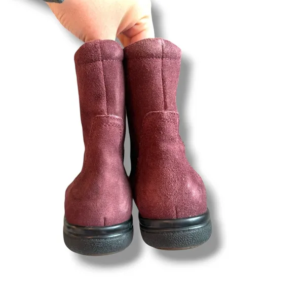 Clarks Ankle Boots Womens 8 Burgundy Suede Lace Up Zip Comfort Hiking Booties - Image 6