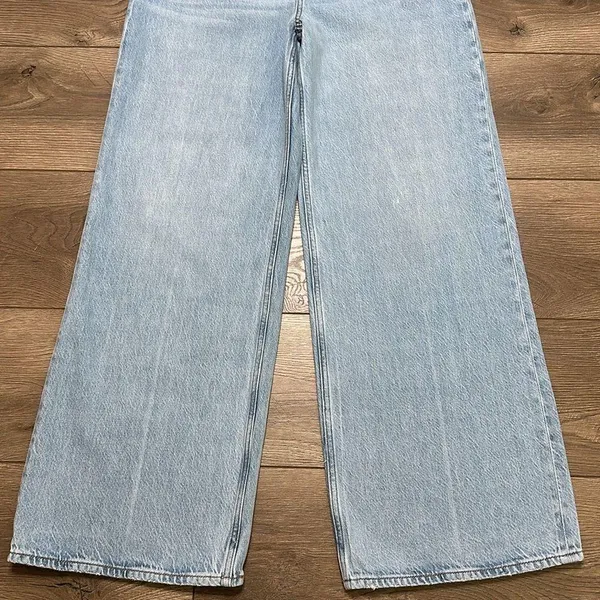 Abercrombie & Fitch Wide Leg High Rise Curve Love Blue Jeans Size 24 - Image 5
