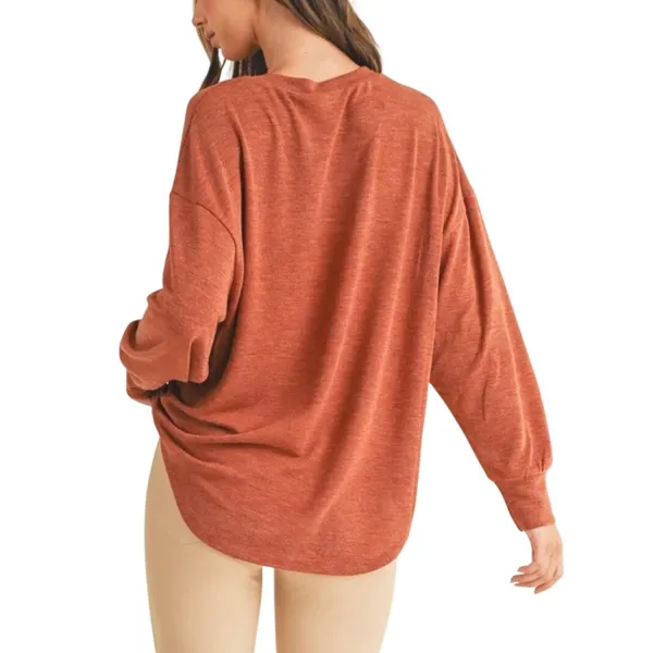 Yelete‎ Womens Medium Rust Burnt Orange Dolman Sleeve Knit Top Oversized Boho - Image 2