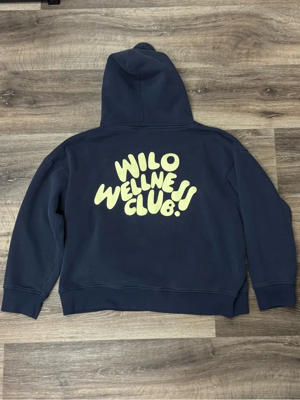 Wilo The Label Wellness Club Navy and Yellow Bubble Hoodie Women’s Medium - Image 2