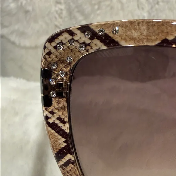 Guess | Brown Snakeskin w/Rhinestones | Cat Eye Sunglasses - Image 2