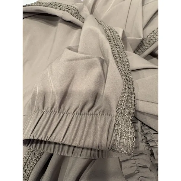 House of Mae Taupe Ruffle Zip Jacket Women’s Large Stretch Lightweight - Image 8