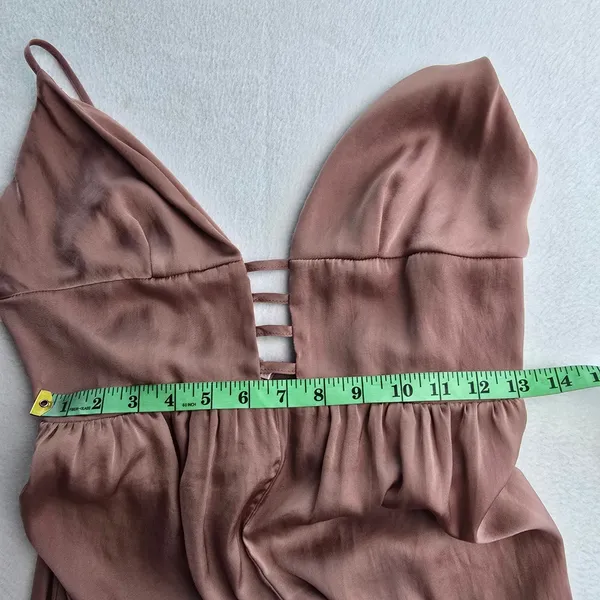 ASOS NWT 25Y Women Mauve Satin Wide Leg Jumpsuit Strappy V-Neck Open Back Size 6 - Image 8