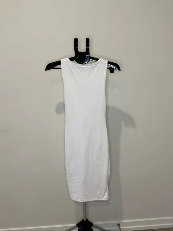 Leith White Ruched Asymmetrical Midi Dress XXS - Image 4