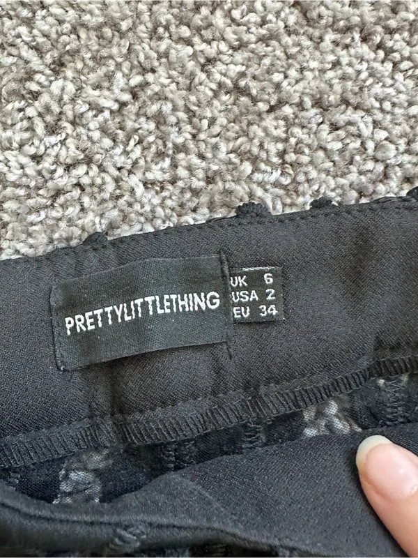 PrettyLittleThing Black Textured Flare Trousers - Image 6