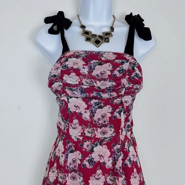 Bellevue Ruched Quinn Sleeveless Maxi Dress with Velvet Tie Tiered Hem Vacation - Image 5