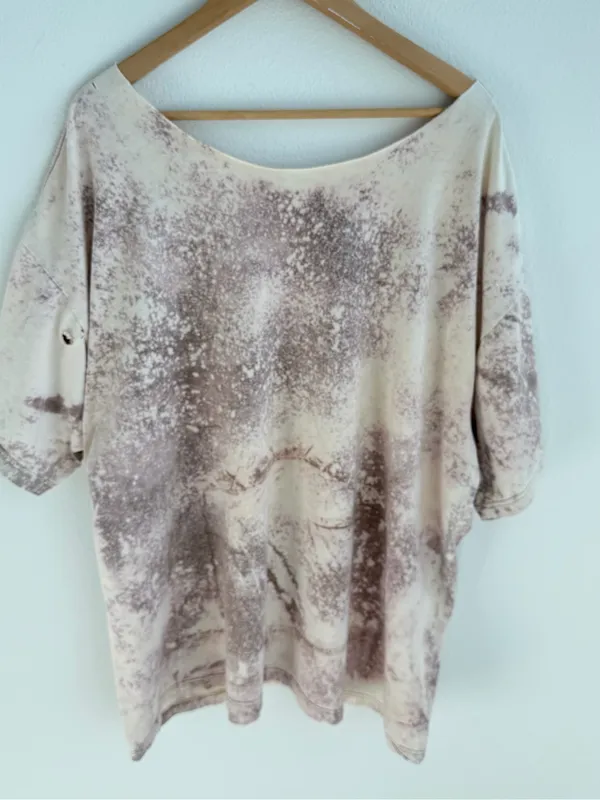 Bleached grunge off the shoulder pocket tee Tan Size XXL - Image 11