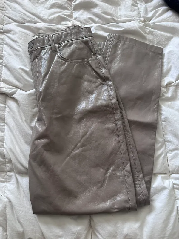 Abercrombie 90s straight leather pants - Image 5