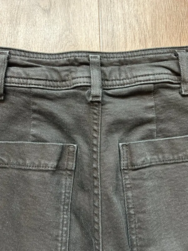 Zara The Marine Straight Wide Leg Raw Hem Jeans in Black Size 0 - Image 13