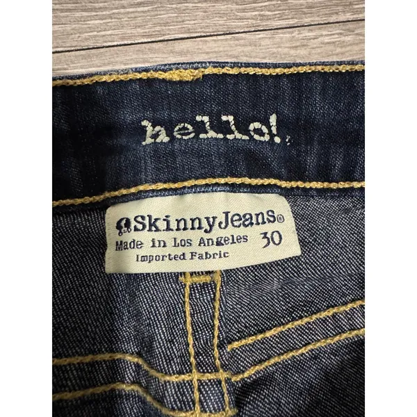 Hello! SkinnyJeans Size 30 Dark Wash Bootcut 30x32 Denim‎ Indigo Low Rise Y2K - Image 3