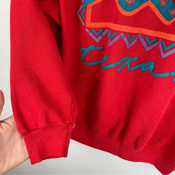 Vtg Y2K Texas Pullover Sweatshirt Sz Medium Aztec Western - Image 5