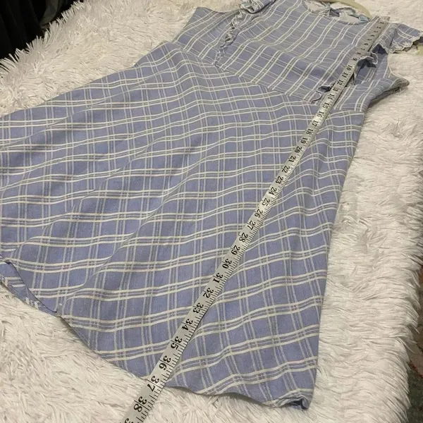 Draper James Linen Embroidered Dress in Blue White Size 14 - Image 6