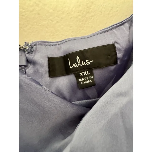 NWOT Lulus Sophisticated Sight Periwinkle Satin Jacquard Cowl Midi Dress XXL - Image 9