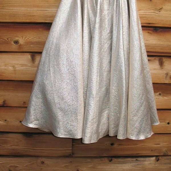 MAC DUGGAL Size 6 Gold Square Neck Pleated Sleeveless Midi Cocktail Dress Gown - Image 9