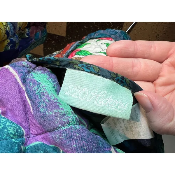 Jacket Quilted silk reversible bright green blue pink Size XL - Image 15