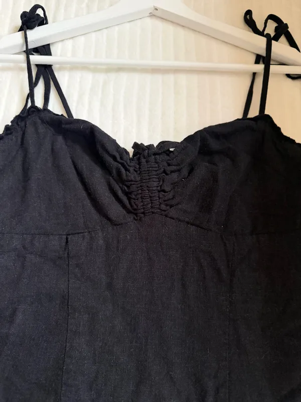 Top Corset Negro de Lino Guess - Tirantes Ajustables (Talla S) - Image 3