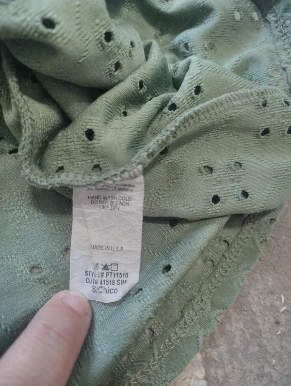 Papermoon Olive Green Eyelet Peplum Short Sleeve Top - Image 3